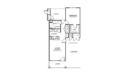 Pebble Beach - 1 bedroom floorplan layout with 1 bath and 830 square feet