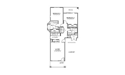 Torrey Pines - 2 bedroom floorplan layout with 2 bath and 1080 square feet